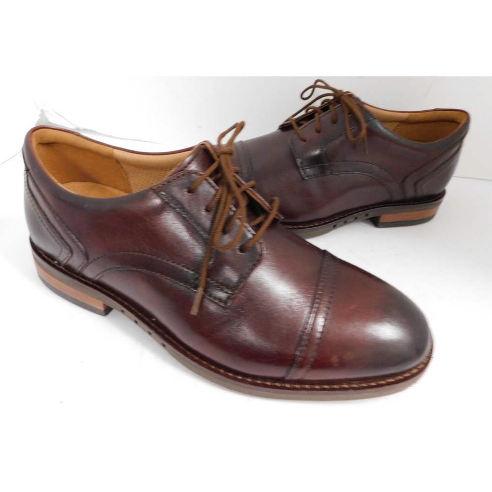 Clarks Un-Hugh Mahogany Leather Cap Toe Oxford Dress Shoe $140rt Men's 8 NEW
